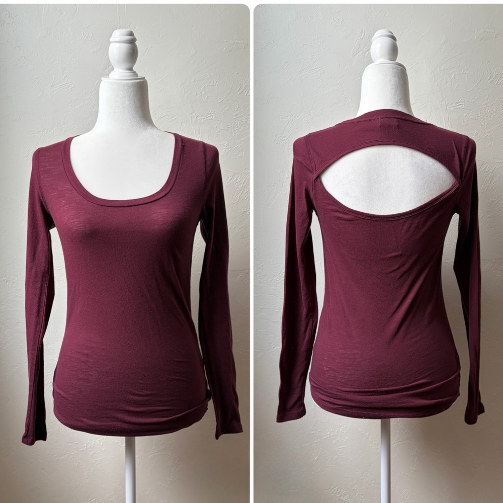 PINK Victoria’s Secret Burgundy Open Back Long Sleeve Top XS